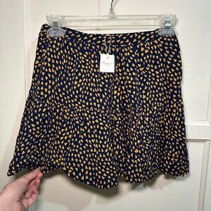 Bonpoint Navy Heart Print Skirt (XS)